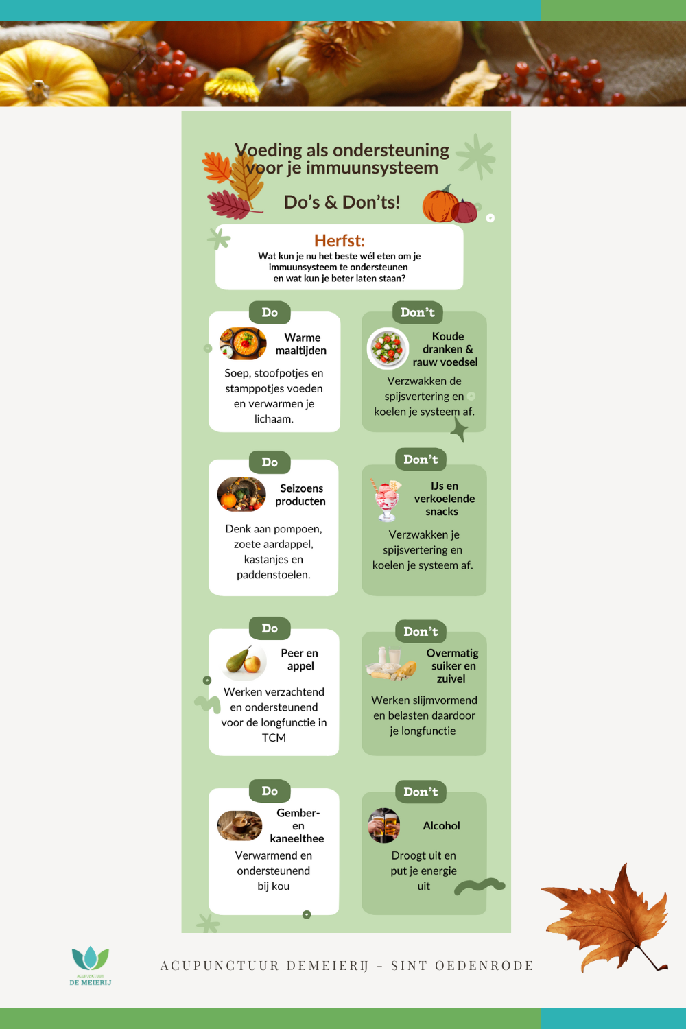 Voeding do's and don'ts in de Herfst, TCM